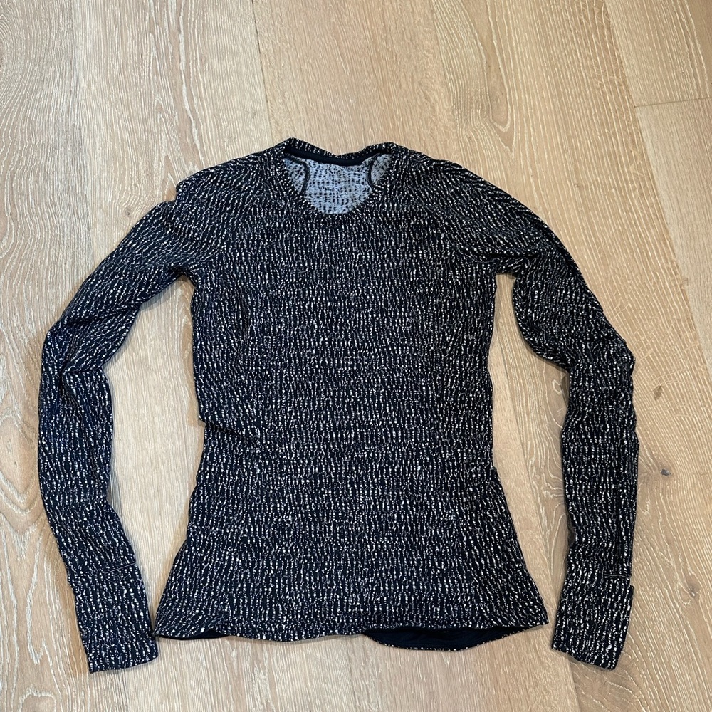 Lululemon Runderful Long Sleeve Knotted Jacquard Black White